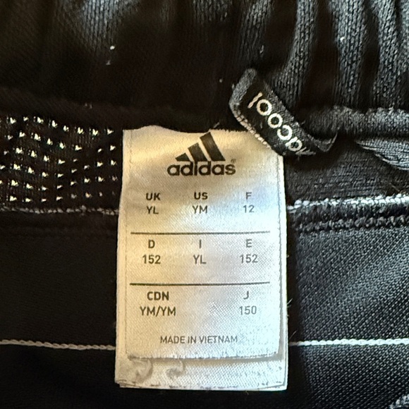 Adidas Kids Medium Black Joggers with White Stripes - Picture 2 of 5